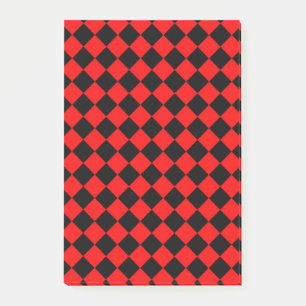 Rot-Schwarz-Schachbrett-Diamantmuster Post-it Klebezettel
