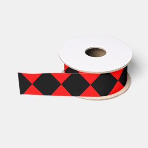 Rot-Schwarz-Schachbrett-Diamantmuster Ripsband