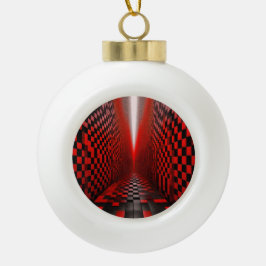 Rot-Schwarz-Schachbrett-Flur mit Licht Keramik Kugel-Ornament