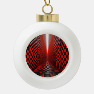 Rot-Schwarz-Schachbrett-Flur mit Licht Keramik Kugel-Ornament