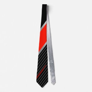 Rot, Schwarz, Silberstreifen Neck Tie Krawatte