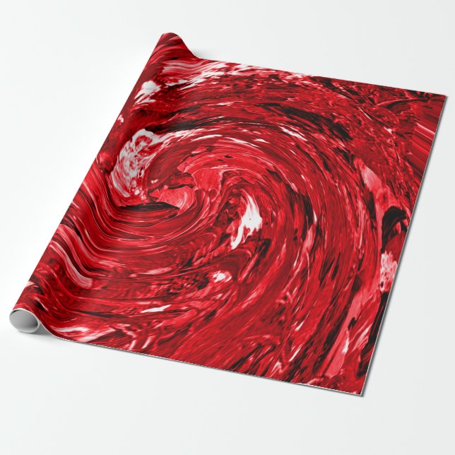 Rot-Schwarz-Swirt-Design Geschenkpapier (Ungerollt)