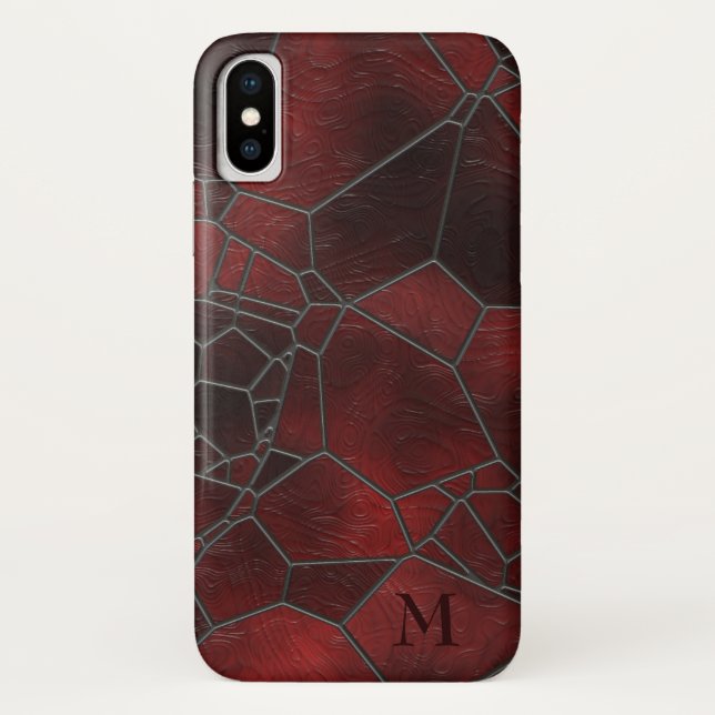 Rot-Schwarz-Texturglas Case-Mate iPhone Hülle (Rückseite)