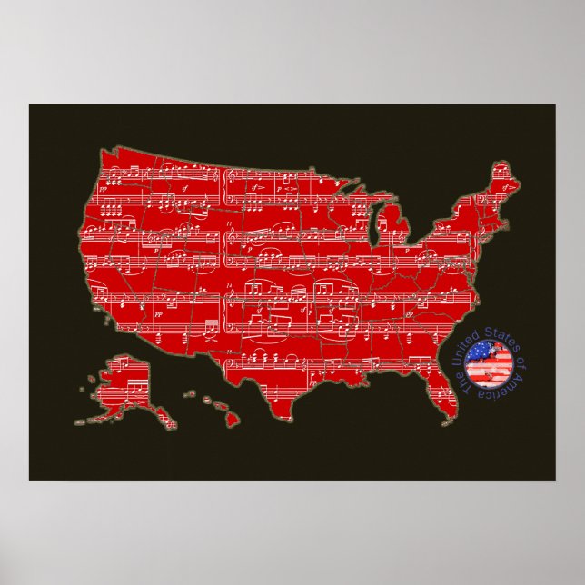 Rot/Schwarz u.s.a. Notenkarte Poster (Vorne)