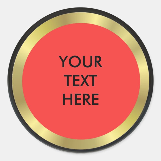 Rot, Schwarz und Gold Elegance Runder Aufkleber (Vorderseite)