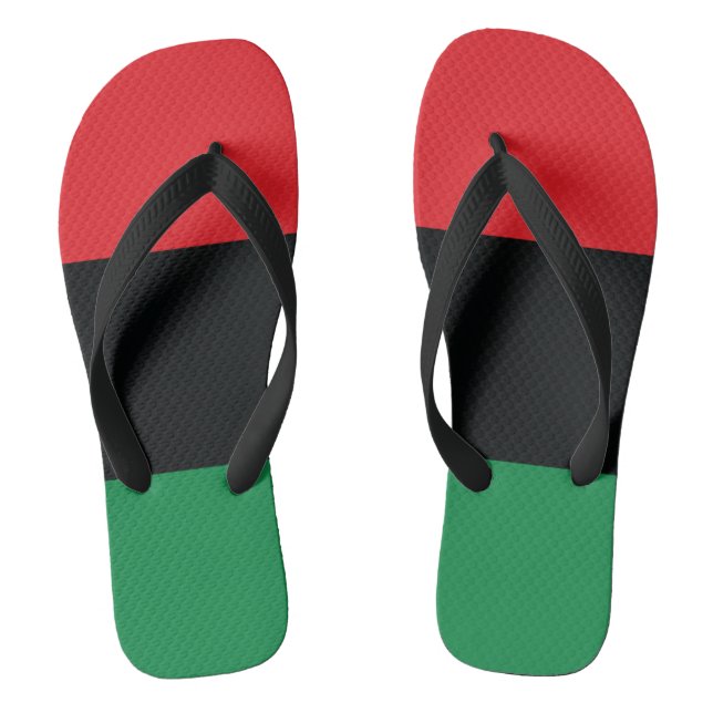Rot-, Schwarz- und Grüne Flagge Flip Flops (Fußbett)