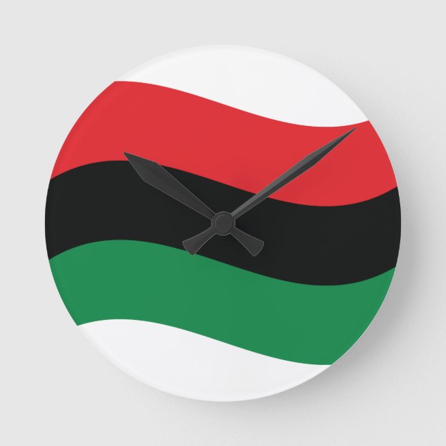 Rot-, Schwarz- und Grüne-Flagge Runde Wanduhr (Vorderseite)