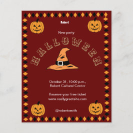 Rot Schwarz und Orange Halloween-Party Vintager Fl Flyer