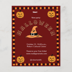 Rot Schwarz und Orange Halloween-Party Vintager Fl Flyer