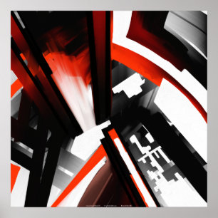 Rot Schwarz und Weiß Abstrakt Poster
