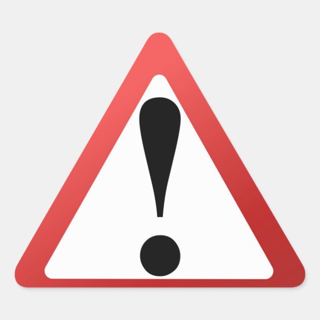 Rot, Schwarz und Weiß - Ausrufezeichen Dreieckiger Aufkleber (Vorderseite)