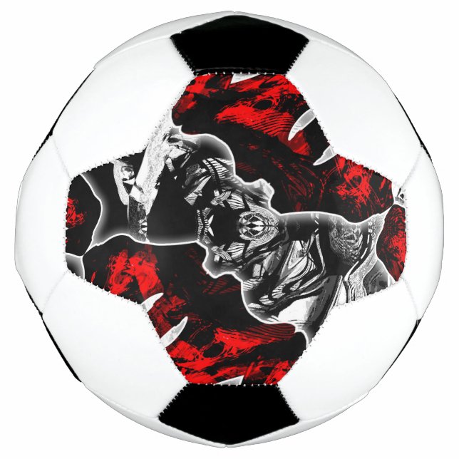 Rot Schwarz und Weiß Fußball (Vorderseite)
