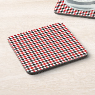 Rot Schwarz und Weiß Gingham Karo Getränkeuntersetzer