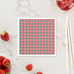 Rot Schwarz und Weiß Gingham Karo Serviette