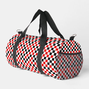 Rot Schwarz und Weiß Kariert Duffle Bag