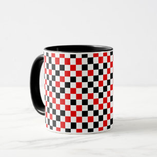 Rot Schwarz und Weiß Kariert Tasse