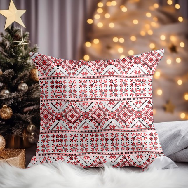 Rot Schwarz und Weiß Klassik Messe Isle Motif Kissen (Von Creator hochgeladen)