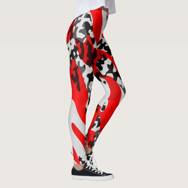Rot Schwarz und Weiß Leggings (Rechts)