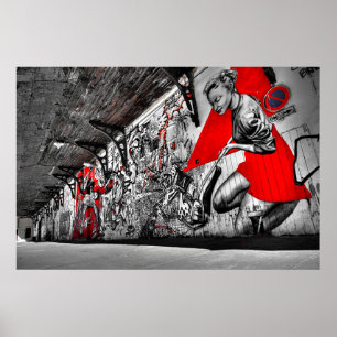 Rot, Schwarz und Weiß Street Art Graffiti Poster