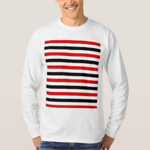 Rot Schwarz und Weiß Streifen Design T-Shirt