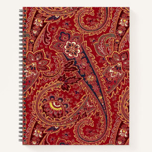 Rot, Schwarz und Weiß Vintag Paisley Floral Spira Notizbuch