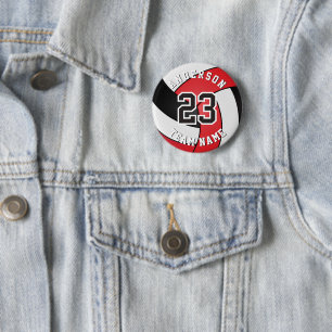 Rot, Schwarz und Weiß-Volleyball-🏐 Button