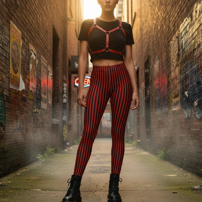 Rot & Schwarz vertikal gestreift Leggings (Von Creator hochgeladen)