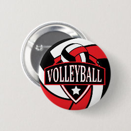 Rot-Schwarz-Volleyball-Logo Button