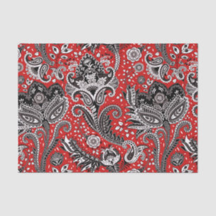 Rot Schwarz & Weiß Blumen Paisley Bohemian Boho Seidenpapier