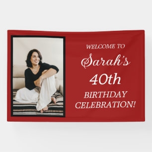 Rot Schwarz Weiß Frau 40. Geburtstag Foto Banner