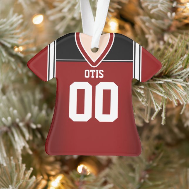 Rot/Schwarz/Weiß Fußball Jersey Ornament (Baum)