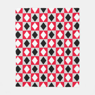 Rot Schwarz Weiß Geometrischer Rhombus Diamant Fleecedecke