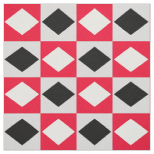 Rot Schwarz Weiß Geometrischer Rhombus Diamant Stoff