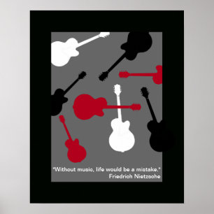 rot/schwarz/weiß Gitarren für den Musiker Poster
