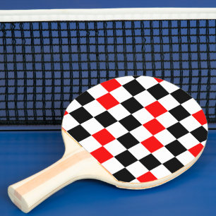 Rot Schwarz Weiß Kariertes Musterdesign Tischtennis Schläger
