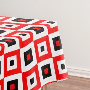 Rot-Schwarz-Weiß kariertes Quadratmuster Design Tischdecke
