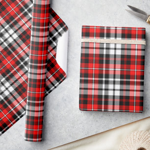 Rot Schwarz Weiß Kariertes Tartan Muster Design Geschenkpapier