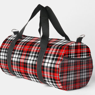 Rot-Schwarz-Weiß kariertes Tartan-Musterdesign Duffle Bag