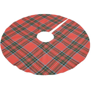 Rot-Schwarz-Weiß-Karo-Muster Polyester Weihnachtsbaumdecke