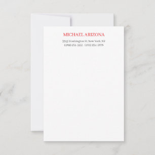 Rot Schwarz & Weiß Minimalistisches Einfach Modern RSVP Karte