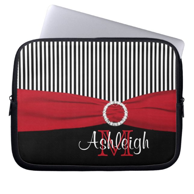 Rot Schwarz-weiß mit IMITAT Ribbon Laptop Sleeve (Vorderseite)
