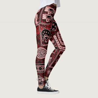 Rot-Schwarz-Weiß-Motiv-Leggings Leggings