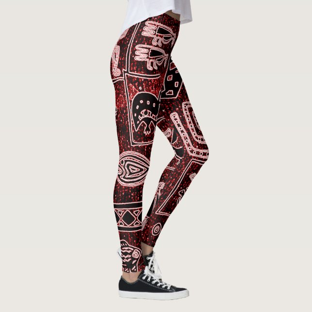 Rot-Schwarz-Weiß-Motiv-Leggings Leggings (Rechts)