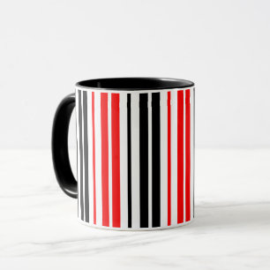 Rot Schwarz Weiß Streifen Muster Design Tasse
