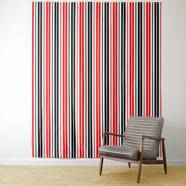 Rot Schwarz Weiß Streifen Muster Design  Wandteppich (Beispiel)