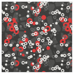 Rot Schwarz Weiß und graue geometrische Abstraktio Stoff