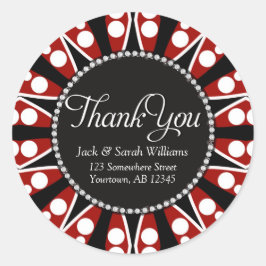 Rot Schwarz + Weiß Vielen Dank für Ihre Rundkleber Runder Aufkleber