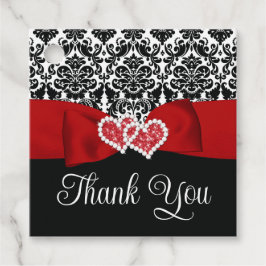 Rot, Schwarz, Weiße Damaske Liebe Herz Hochzeit Geschenkanhänger
