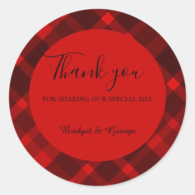 Rot-Schwarz-Zellitiktratan-Hochzeitsmuster Runder Aufkleber (Vorderseite)