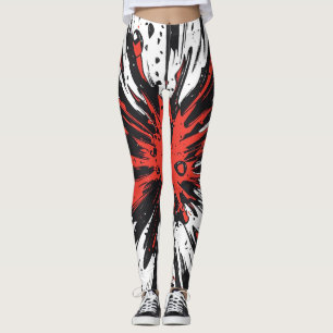 Rot-Schwarze Comic-Explosion-Geschwindigkeitslinie Leggings